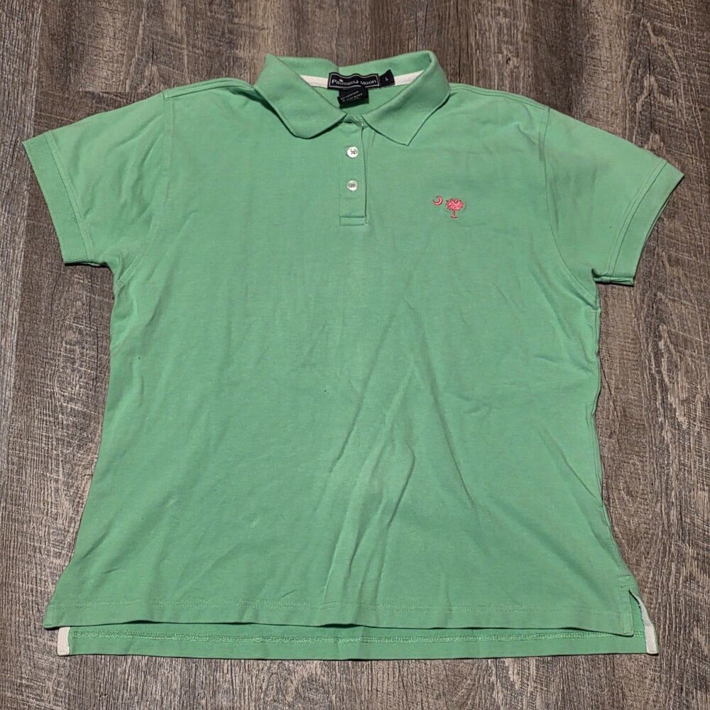 Palmetto Moon Women's Green Short Sleeve Polo Shirt Size Large SC Logo